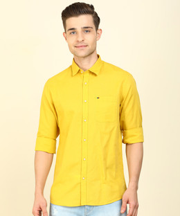 PETER ENGLAND Men Solid Casual Yellow 