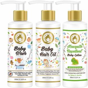 Mom & World Gentle Care | Baby Wash + Baby Hair Oil + Mosquito Repellant  Baby Lotion (200ml Each) Price in India - Buy Mom & World Gentle Care | Baby  Wash +