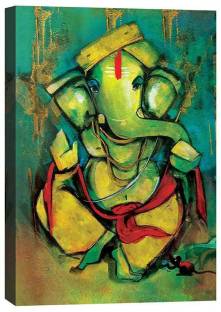 Wrap Up Box Green Ganeshji Canvas Painting 20x14 (6332) Canvas 14 inch x 20 inch Painting