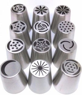 UU19EE Ball Nozzles Stainless Steel Dessert Decorators Russian Ball Nozzles Flower Fondant Icing Piping Tip Cream Torch 