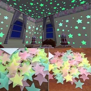 MON N MOL Medium Star Redium Multicolor Glow In Dark Sticker