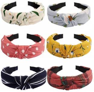 FRESHION STORE KNOTTED HAIRBAND / Fancy Hairband / Printed Hairband / New Hairband / Gift for Girls / Kids Hairband / Baby Hairband / Korean Style Hairband / Stylish Hairband / Yellow Hairband / Black Hairband / Pack of 6 Head Band