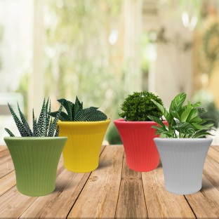 3.2 inch Ceramic Flower Pot with Bamboo Tray 8 Pack Succulent Plant Pots Plants NOT Included Pure White Small Cactus Planter Pots with Drainage Holes 