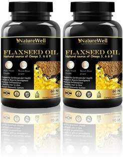 Naturewell Premium Flax Seed Oil Capsules, Omega 3-6-9 fatty acid (Pack of 2)