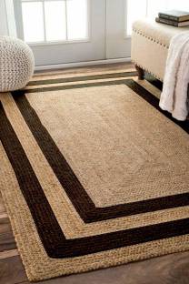 Bhavya International Brown, Black Jute, Cotton Carpet
