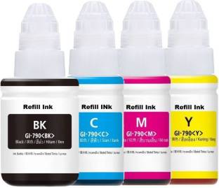 Refill Ink Compatible for Canon G Series GI-790 Printer G1000 G1010 G2000 G2002 G2010 G2012 G3000 G3010 G3012 G4000 G4010 BCMY 70 Ml Each Bottle Black + Tri Color Combo Pack Ink Cartridge