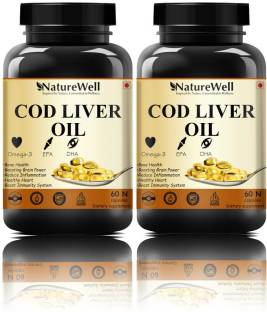 Naturewell Ultra Cod Liver Oil Capsules, for Immunity, Supports Heart, Brain (120N Brown)