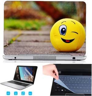 SDM 3in1 laptop accessories combo set , ultra hd printed(SMILY CUTE BALL PORTRAIT) laptop skin with key guard , screen guard for all laptops and notebooks (for 15.6 inch laptops) Combo Set