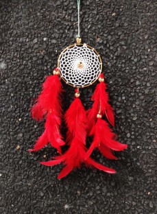 Mini Dream Catcher Car Wall Decor Home Hanging keychain Feather Red Decoration 