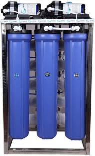 Hydroshell 50 LPH commercial RO + UV water purifier Plant 50 Liter Per Hour Blue Stainless steel Full ...