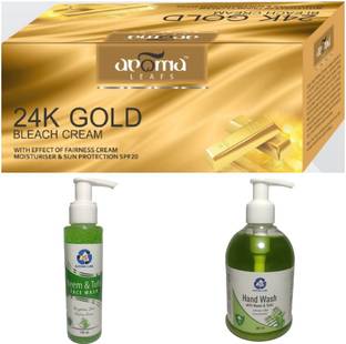 AlAroma Leafs 24 CT GOLD BLEACH WITH NEEM & TULSI FACE WASH & HAND WASH