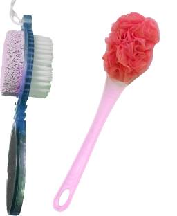 Uprising Store Super Quality Back Scrubber Handle Loofah & 4 Step Foot Filler