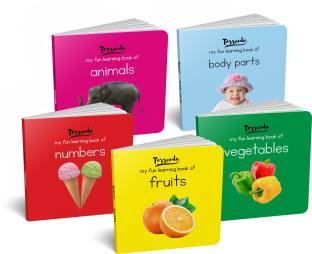 My Fun Learning Board Books - Pack 1 (Animals, Fruits, Vegetables, Numbers, Body Parts) (Pocket Size)
