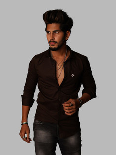 MEN CASUAL PLAIN SHIRT Men Solid Casual 