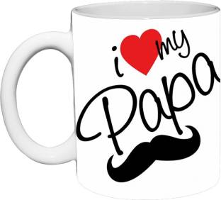 Murli Textiles MTM Ceramic Printed Coffee mug, I Love My Papa mug, (350ML) Ceramic Coffee Mug