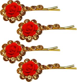 Kidzoo Bridal Red Rose Crystal Rhinestone Hair Pins Bun Hair Clips Fancy  Hair Accessories For Bridal Women, Girl For Wedding, Party & Other  Occasions (Pack of 4) Hair Pin Price in India -