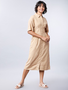 Tokyo Talkies Women A-line Beige Dress 