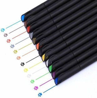 JUWINEN 12 Colors Fineliner Color Pens Fine Point Markers Fine Tip Drawing Pens for Journal Note Taking Calendar Coloring Art Office School Supplies 