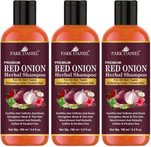 PARK DANIEL Premium RED ONION OIL Herbal Shampoo For Hair Growth 3bottle(300 ml)