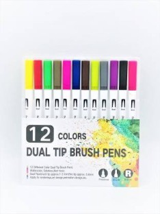FISISZ 12/36/48/72/100/120 Color Fine Liner Dual Tip Brush Pen Felt-Tip Pen Drawing Painting Watercolor Art Marker Pens School Supplies,72 Color Barrel 