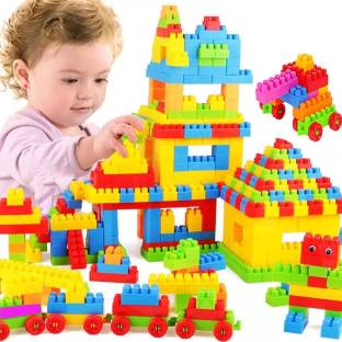 BOZICA BEST BABY GIFT 100 PCS(92 PIECES+8 TYRES) Building Blocks,Creative Learning Educational Toy for Kids Puzzle Assembling Shape Building Unbreakable Toy Set