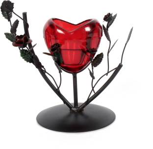 JEWEL FUEL Heart Shape Glass, Iron Tealight Holder