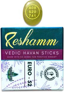 RESHAMM LIFE CARE Reshamm Organic Natural Vedic Havan Herbal Sticks Made with 52 Euro Herbs for Positive Energy Euro-52. With Free Provide The Green Aventurine Lucky Abundance Coins For Overall Good Luck,Success, Attract To Money. (Total 30 Sticks,Indian Dhoop Batti) Guggul Dhoop