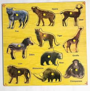 IJARP Wooden Colorful Wild Animals With Knobs - Wooden Colorful Wild Animals  With Knobs . shop for IJARP products in India. 