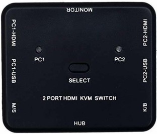 HDMI 4K@30Hz Ultra HD 2x1 Kvm Switch HDMI,Kvm Switch with 2 Port HDMI Kvm Cables and 4 Hub USB Ports Control 2 Computers/DVR/NVR,Support EDID,HDCP,Auto Scan with IR Remote Switching 