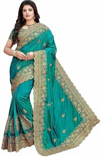 INDIAN WOMEN WEDDING DESIGNER SAREE Designer Bahu Green Paper Silk  Saree