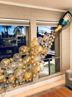 SOI Printed Champagne Foil Party Balloons Garland Set-62 Pcs With Confetti Balloons Decoration For Bride To Be, Birthday Decorations Items, Happy Anniversary, Home Decor Theme Party Decoration Balloon