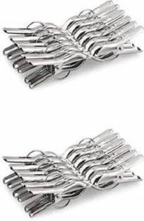 Anne-kee 24 PCs Steel Cloth Clip Pegs Dryer Cloths Clip Regular Stainless Steel Cloth Clip