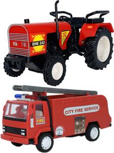 Giftary Pack Of 2 Mini Size Made From Plastic Indian Miniature Tempo School Bus Toy Indian Fire Service Truck Toys For Boys Children Playing Toys 2 Combo Offer Pack Of 2