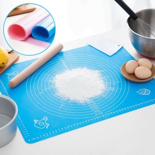Kneading/Place Mats Grey Non-Slip Silicone Pastry Mat with Measurement 50 × 40 cm for Silicon Baking Mats Non-Stick Dough Rolling Mat Fondant/Sugarcraft/Pie Crust Mat by Super Kitchen 