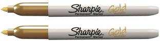 Sharpie Fine Point Metallic Permanent Art Paint Markers Write On Any Surface (Gold, 2p)