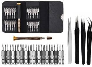 wroughton 25 in 1 Precision Screwdriver Set Multi Pocket Repair Tool Kit with Black Leather Bag for Mo...