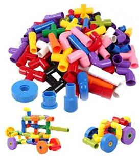 PRESENTSALE Colourful Creative Educational puzzle Construction Plastic Water Pipe Shaped Building Blocks