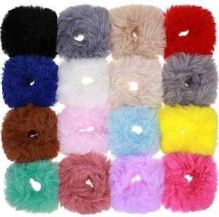 lizzu Fur Hair Scrunchies Rabbit Furry Hair Ties Pom Elastic Hair Bobbles Fluffy Ponytail Holder Pompom Ball Scrunchie Hair Band for Women Girls Hair Accessories(Color Set 12) Rubber Band (Multicolor) Rubber Band