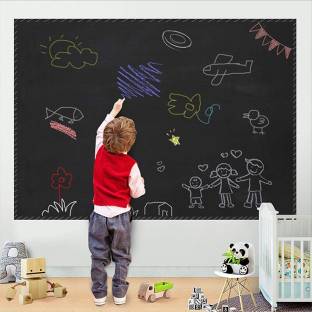 TGOPIT Blackboard Removable Vinyl Wall Sticker Chalkboard Kids Chalk Board Black Chalkboard Contact Paper Paint Alternative Wallpaper - Adhesive Eraseble Cuttable Removable (Black, 45x100cm)