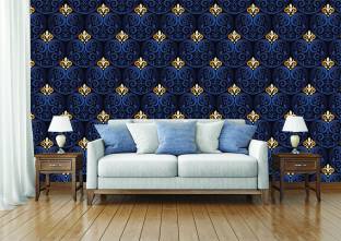 BPDESIGNSOLUTION Floral & Botanical Gold, Blue Wallpaper Price in India -  Buy BPDESIGNSOLUTION Floral & Botanical Gold, Blue Wallpaper online at  