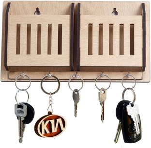 CRAZYINK Home Side Shelf design brown KeyHolder Wooden Key Holder , MDF, with mobile holder Wood Key Holder