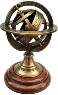 Vintage Brass Armillary Tabletop Marine Sphere World Globe Nautical Decor Globe 