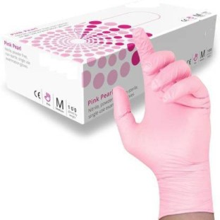 Small Pink Magid BE318T Bella Floral Nitrile Glove 