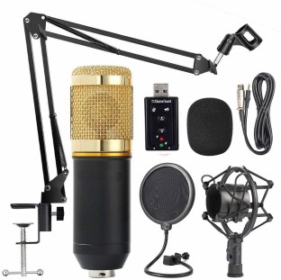 Black Exceart Condenser Microphone Bundle kit Studio Broadcasting Recording Mic Kit Adjustable Mic Scissor Arm Metal Shock Mount Kit for Studio 