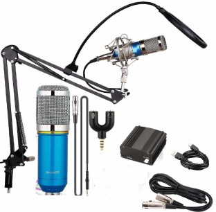 Heitamy Microphone Kit Condenser Microphone Bundle with Arm Stand and Pop Filter Foam Cap Studio Vocal Record Accessory 