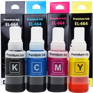 R C Print Ink Refill Compatible for Epson T664 L380 L130 L360 L361 L405 L565 Black + Tri Color Combo P...