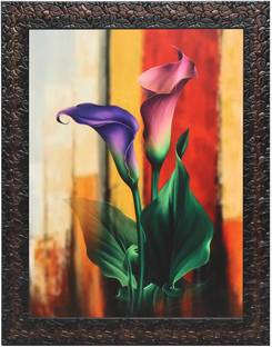 Indianara "BEAUTIFUL COLORED FLOWERS" FRAMED PAINTING WITHOUT GLASS (3261 (M) GBN) Digital Reprint 13 inch x 10.6 inch Painting