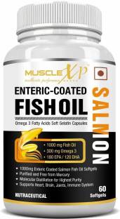MuscleXP Salmon Fish Oil 1000mg - 300mg Omega 3 - 60 Enteric Coated Soft Gels