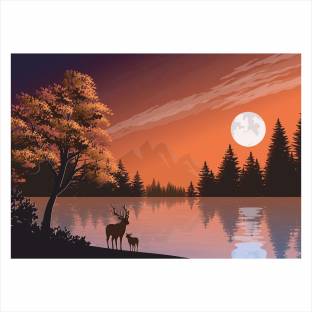 N Vir Pre Press Full HD Digital UV Print Canvas Painting Beautiful Nature Colorful Home Decorative Gift Item Framed for Living Room, Bedroom, Office, Hotels, Drawing Room Canvas 30 inch x 30 inch Painting