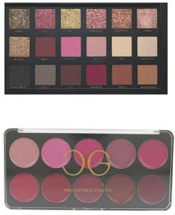 C G FASHION Combo of 18 Shades Of Nude Eyeshadow And 10 Shades Of Lipstick Palette (set of 2) 25 g